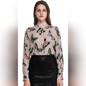 Momo Jimmy Butterfly Print Blouse